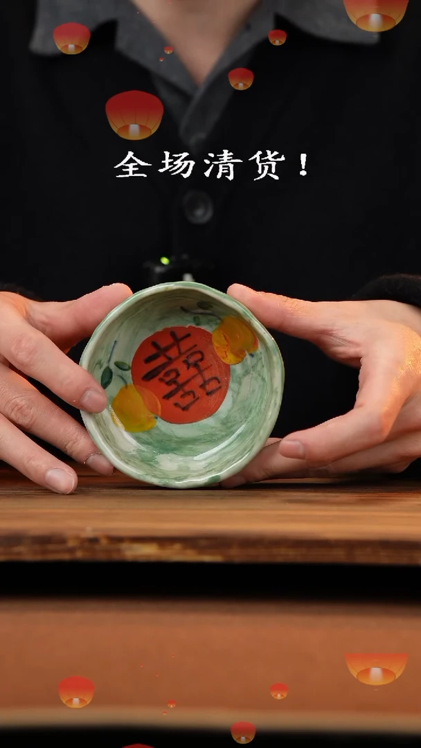 【闪购商品】杯手艺人手绘釉下彩异形器物