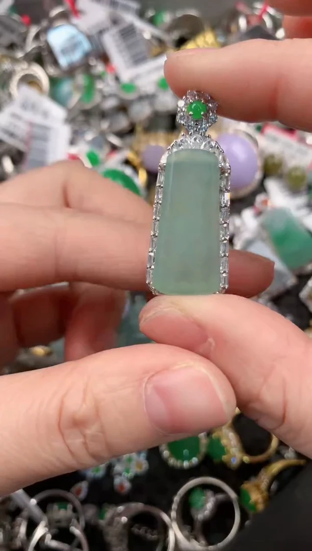 银S925镶嵌戒指翡翠444     4