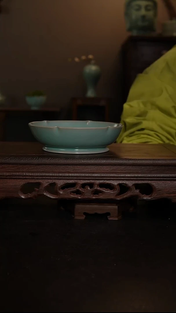 摆件陶原产地原矿仿古釉手工葵口洗