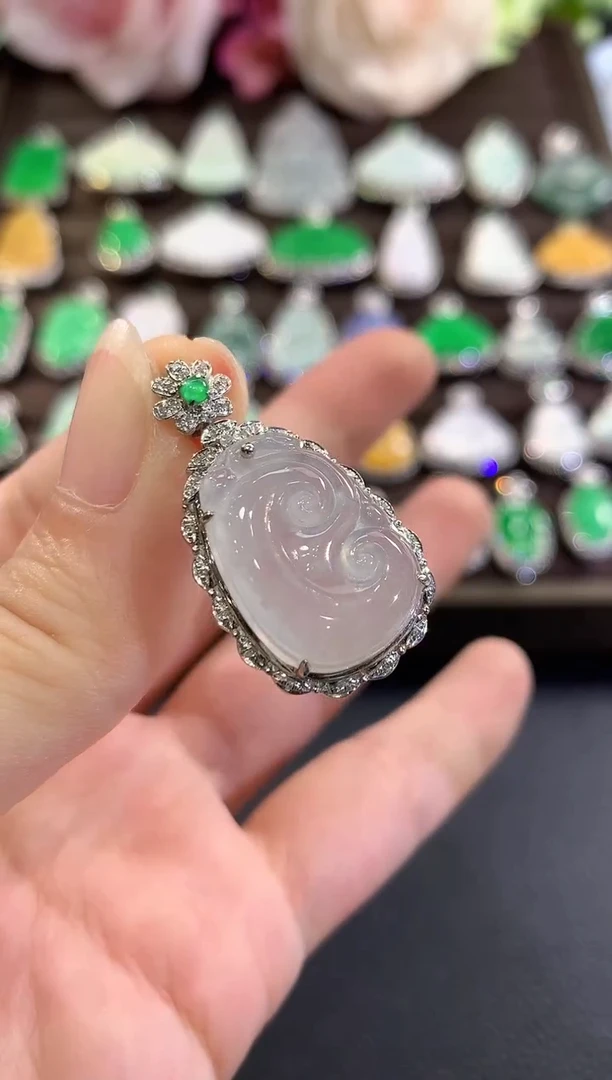 吊坠(不含链)18K金镶嵌翡翠w31