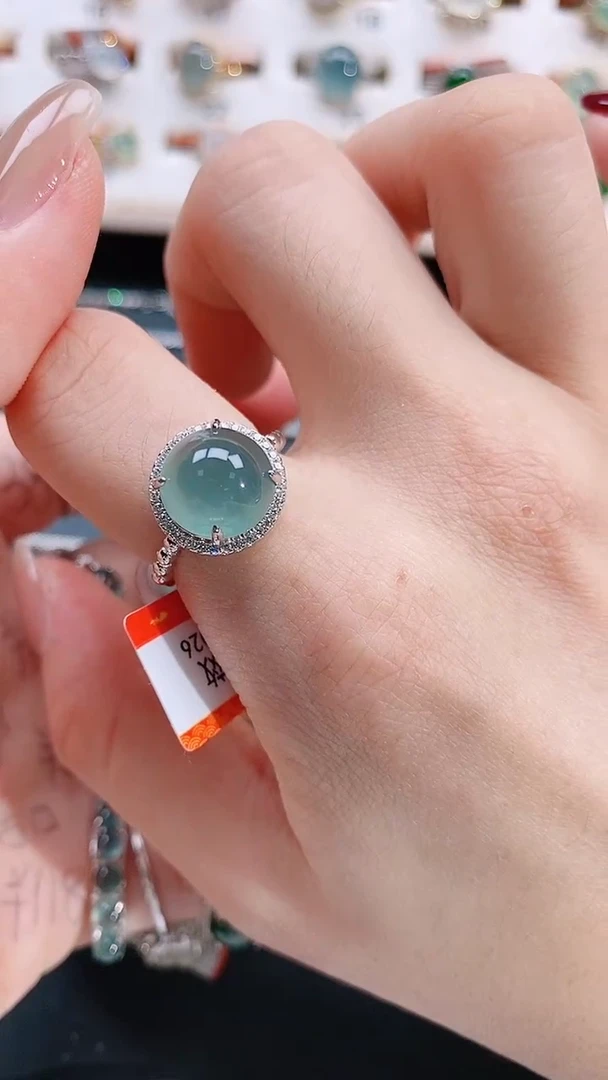 银S925镶嵌戒指翡翠天然翡翠