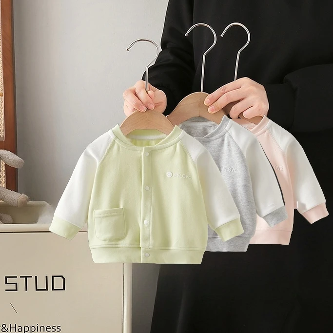 男女宝宝开衫外套婴儿衣服春秋季婴幼儿外出服简约春款休闲棒球服