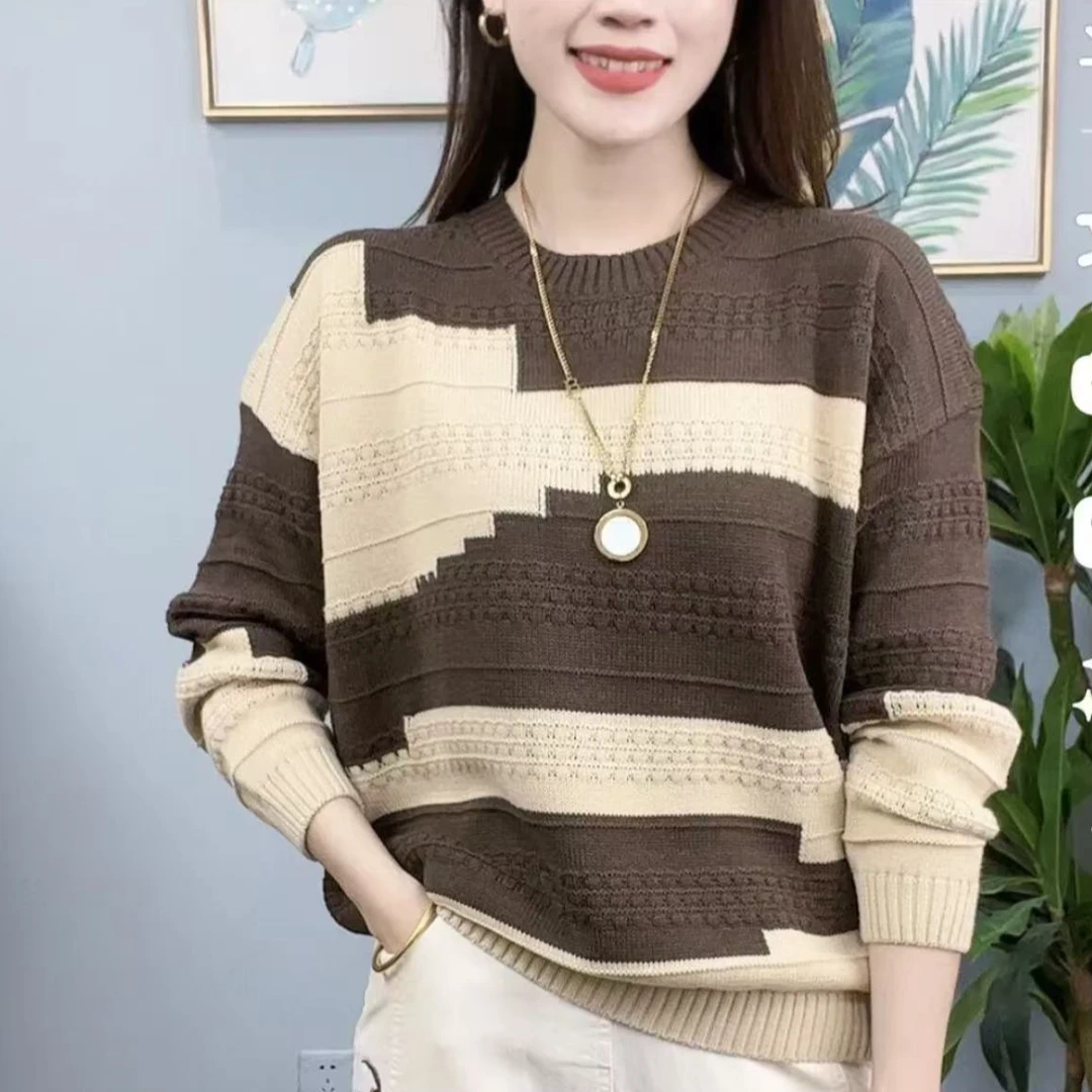 629#春秋款宽毛衣针织衫休闲时尚套头百搭圆领204