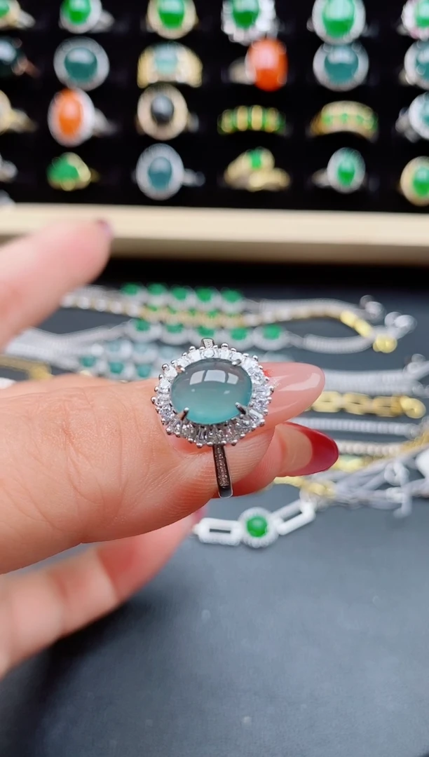 【闪购商品】翡翠戒指银S925镶嵌508055