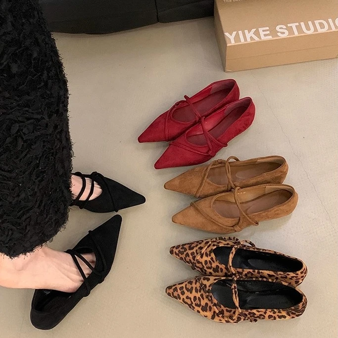 法式气质尖头豹纹单鞋女鞋子2025新款春秋季配裙子晚晚玛丽珍鞋