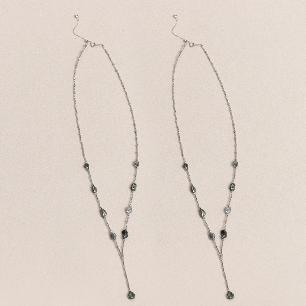 X【叭哒不惑】多样性发一18k金4-8mm大溪地keshi黑珍珠项链 P0560