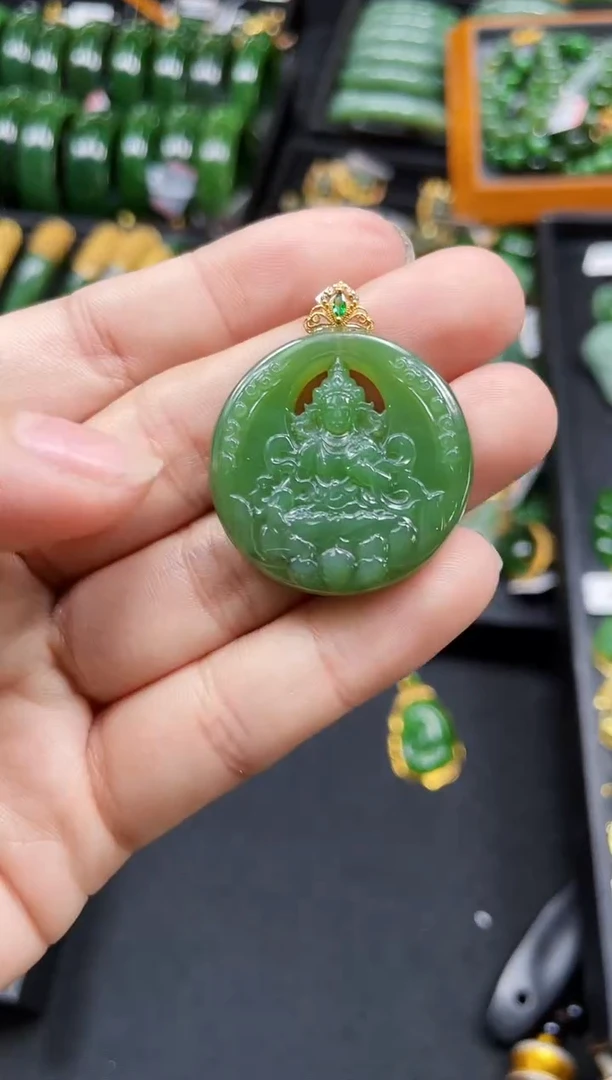 【闪购商品】和田玉吊坠18K金镶嵌多样性发一