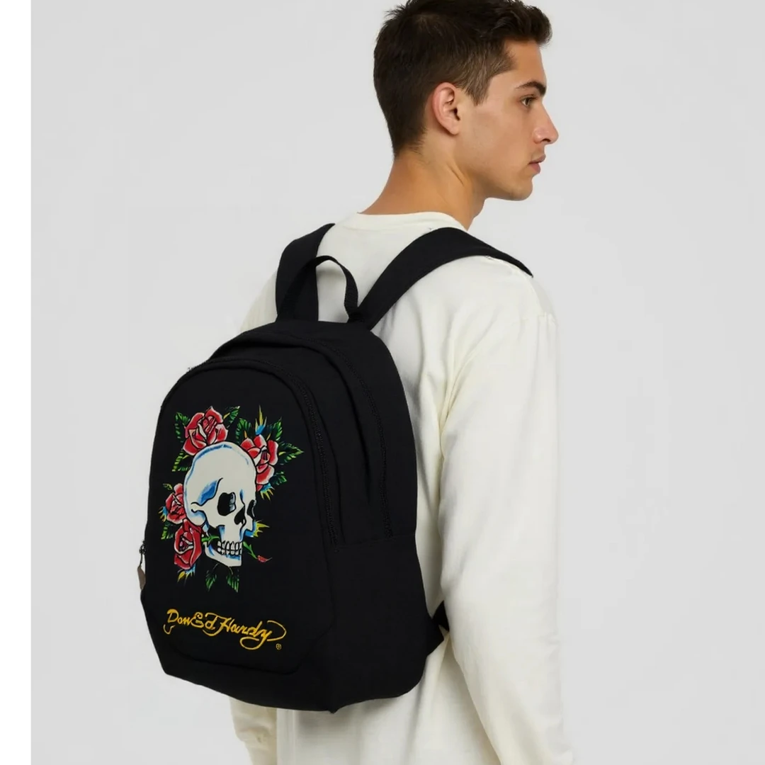 骷髅头双层背包通用民族风学院风透气卡通双肩户外书包A03