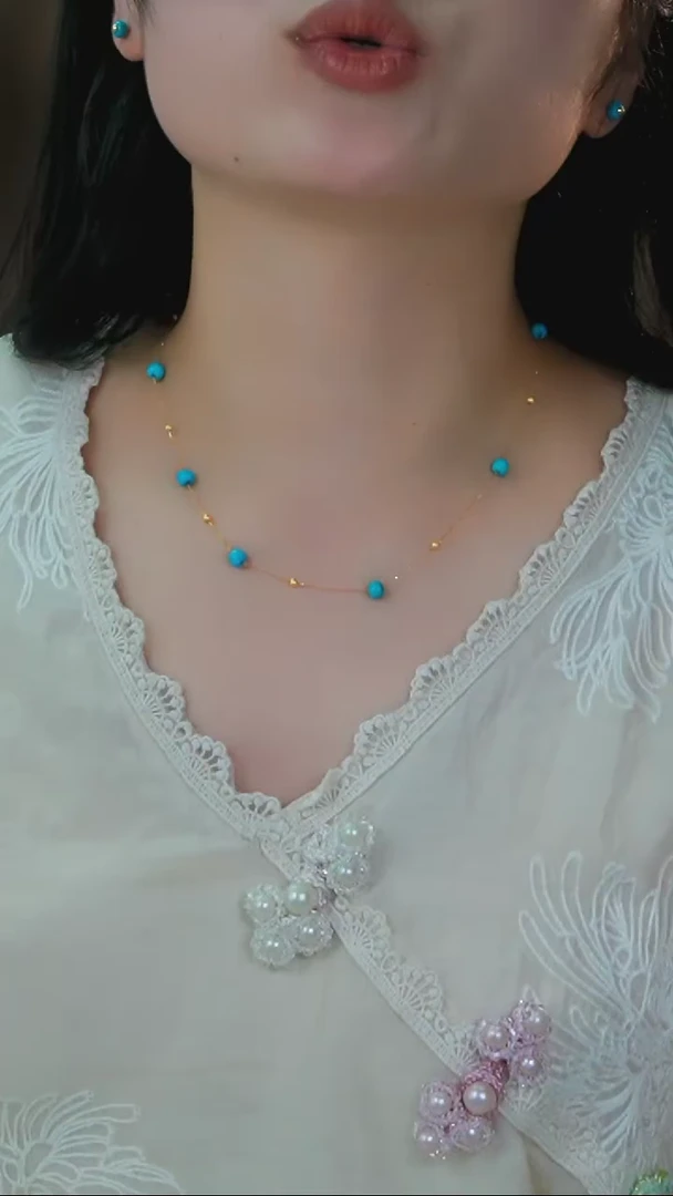 【闪购商品】绿松石项链银S925镶嵌发货一件