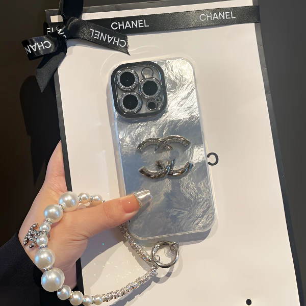 适用苹果华为荣耀oppo/vivo小米手机壳轻奢电镀银镜头膜防摔手链