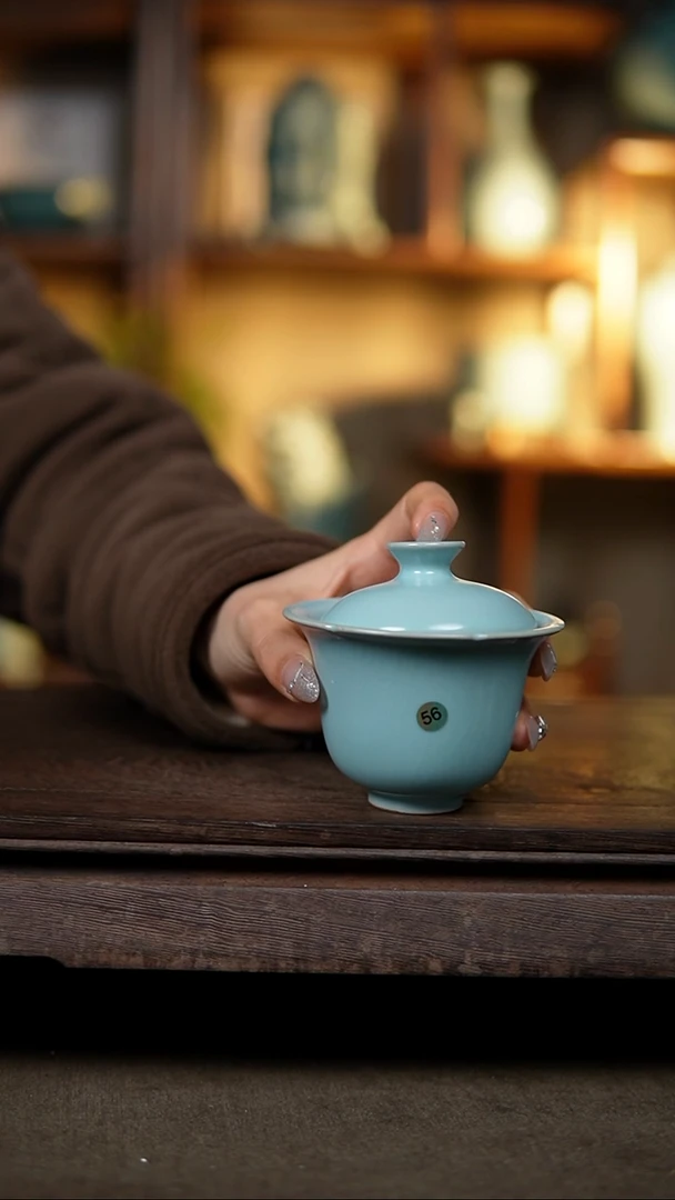 【闪购商品】杯仿古宋臻釉纯手工葵口两才56