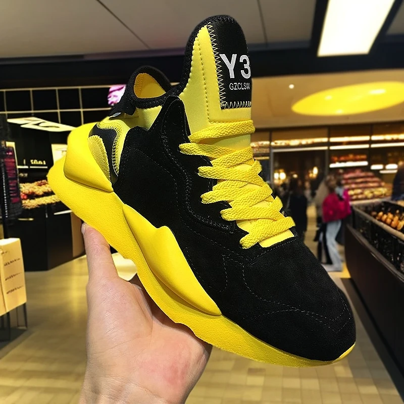 Y3GZCLSW网红2025春秋真皮百搭运动鞋系带黑武士潮鞋厚底老爹鞋男