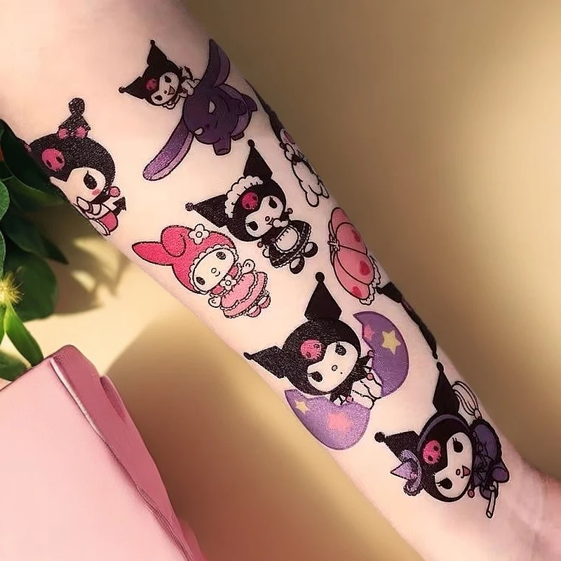 三丽鸥库洛米凯蒂猫美乐蒂防水纹身贴可洗卡通可爱学生持久小清新