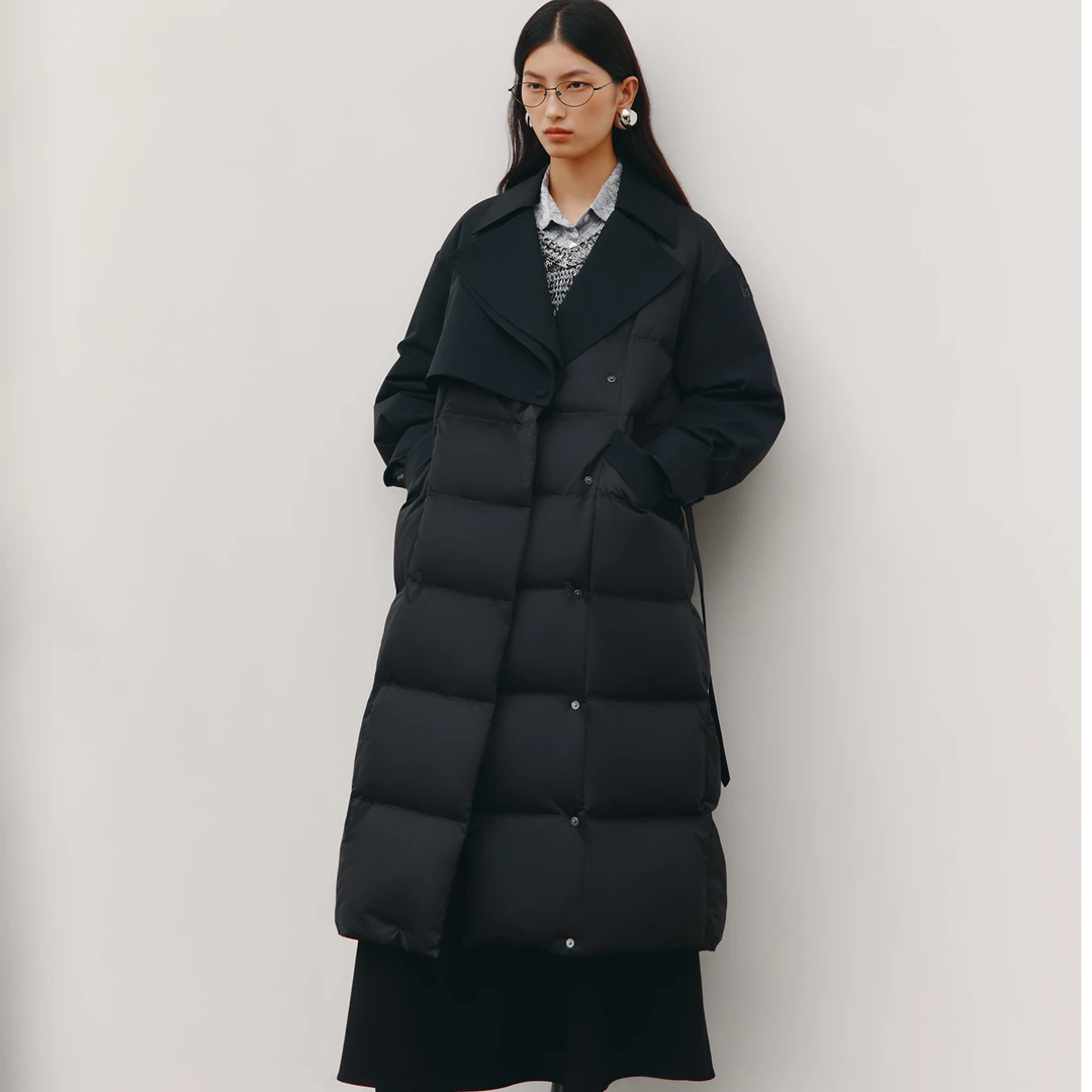 艾莱依时装羽绒服鹅绒女收腰冬季洋气高级感风衣气质保暖修身1129