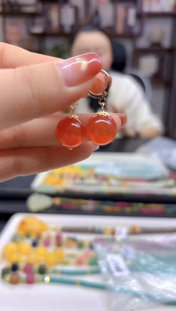 【闪购商品】碧玺猫眼耳饰14K金镶嵌E635