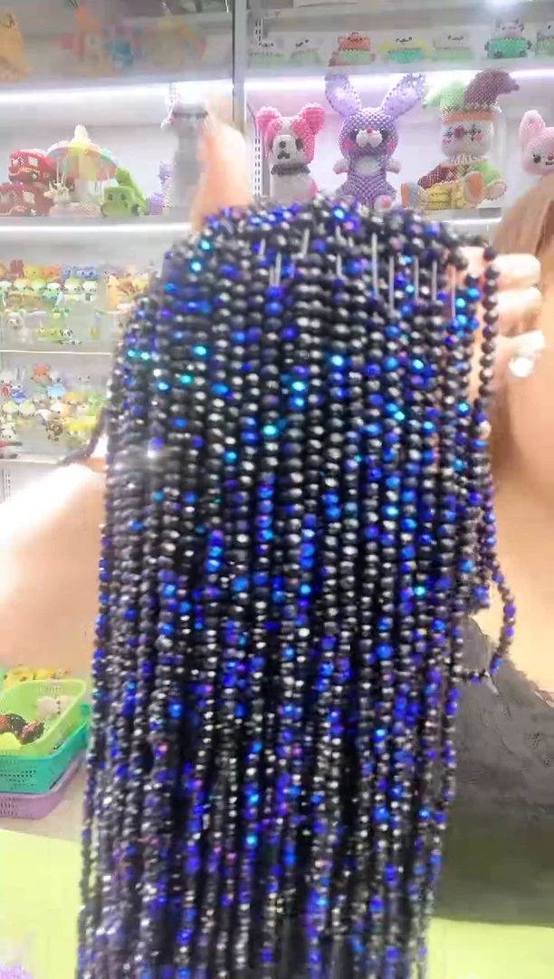 玻璃1217卡4水晶扁10条 微光彩黑色