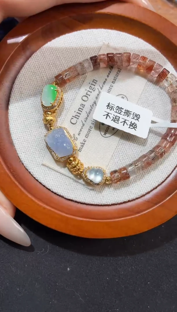 吊坠(不含链)银S925镶嵌翡翠手串