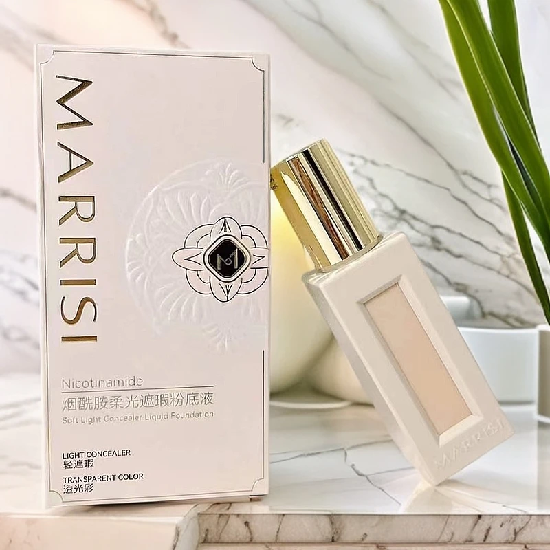 MARRISI/玛莉诗烟酰胺柔光遮瑕粉底液6031两色象牙白自然色