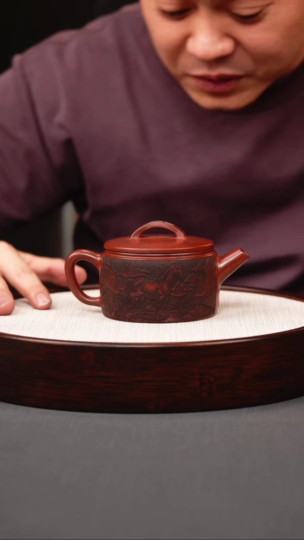 茶壶紫砂龙血砂刻马汉瓦