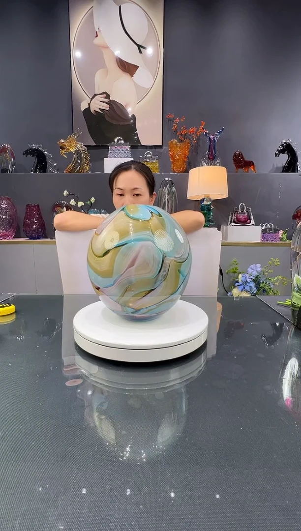 琉璃水晶琉璃花瓶摆件