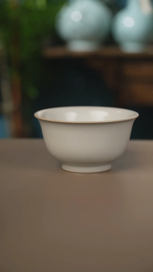 仿古月白压手杯微暇