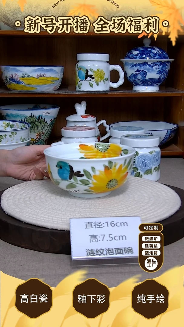 盘【陶源造】景德镇手绘釉下彩陶瓷餐具