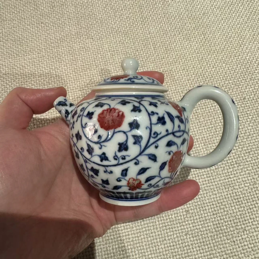 【明和堂】缠枝莲一把壶纯手工釉下青花瓷景德镇陶瓷茶器主人杯