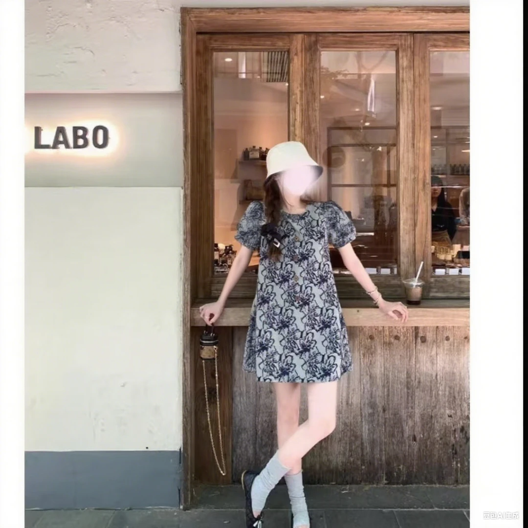 《江南绿松 》自带清冷感新中式水墨连衣裙复古高级A字背心裙