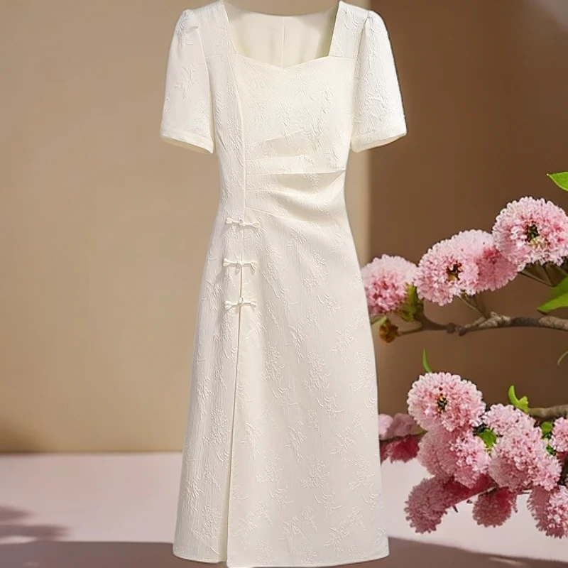 拉夏贝尔新中式国风改良旗袍连衣裙女2025夏季新款爆款高级感裙子