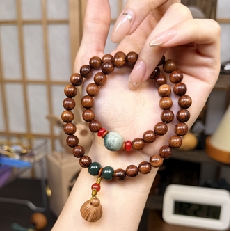 好运莲莲老桃木莲蓬双圈手串国风百搭文玩手链