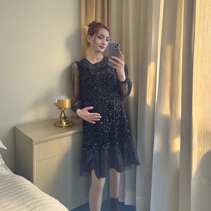 2025新款孕妇连衣裙，宽松孕妇连衣裙，夏秋季孕妇连衣裙，气质