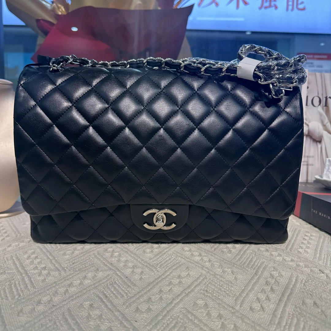 95新 Chanel/香奈儿 maxi黑银cf 15开单肩女包16079993