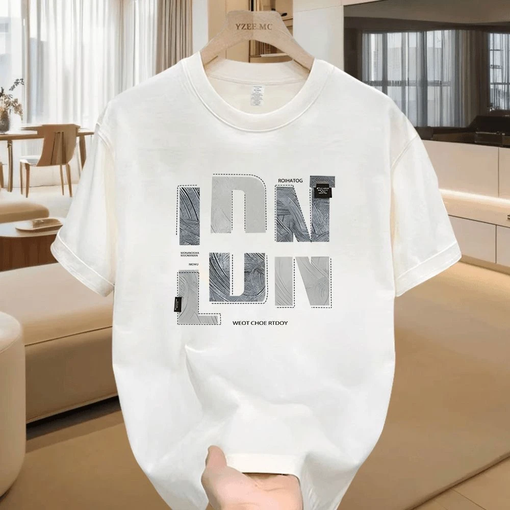 重磅240克新款短袖t恤男夏季韩版潮流简约半袖上衣港风宽松休闲潮