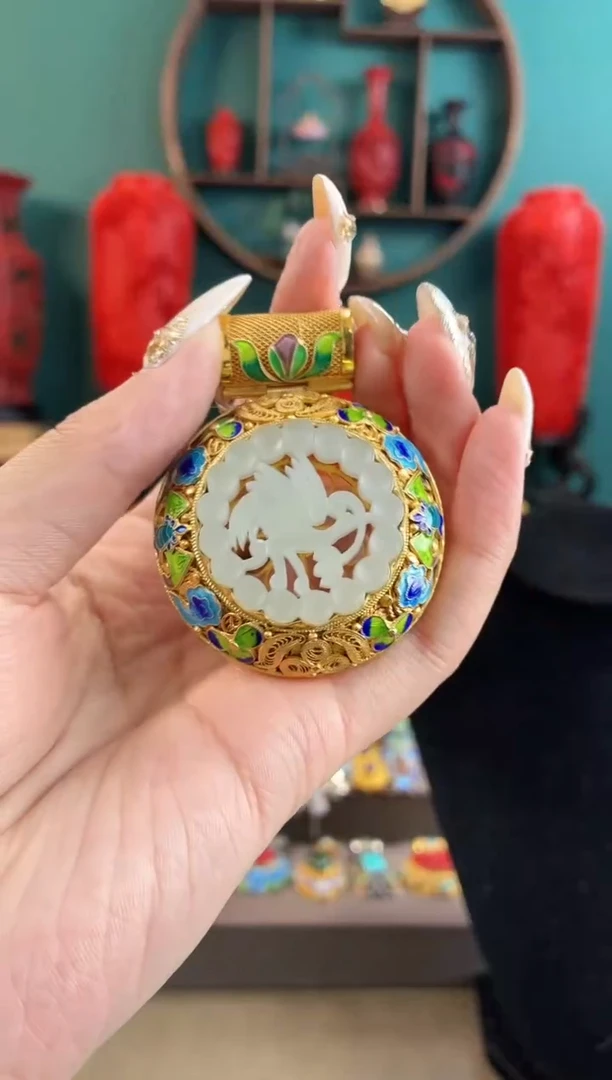 琼**开非遗手工花丝镶嵌吊坠