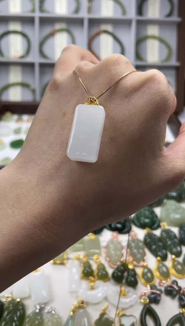 吊坠(不含链)银S925镶嵌和田玉吊坠(不含链) 银S925镶嵌 和田玉