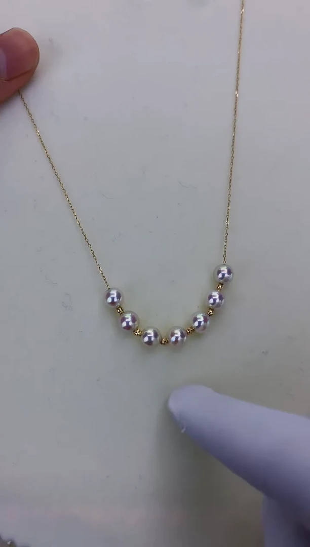 18K金镶嵌DA海水珍珠 GD016 6-6.5 天女微笑链