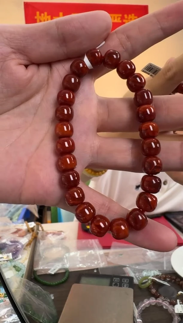 南红玛瑙手串未镶嵌南红老型珠单圈约9-9.5mm