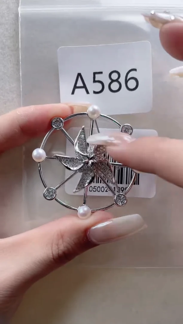 未镶嵌胸针淡水珍珠A586