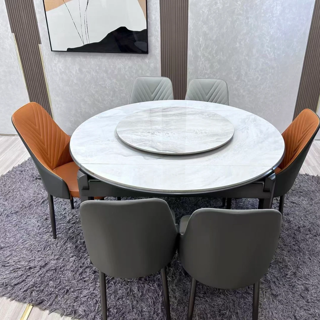 【抖音情人节】家用轻奢简约岩板餐桌可伸缩方圆两用折叠饭桌