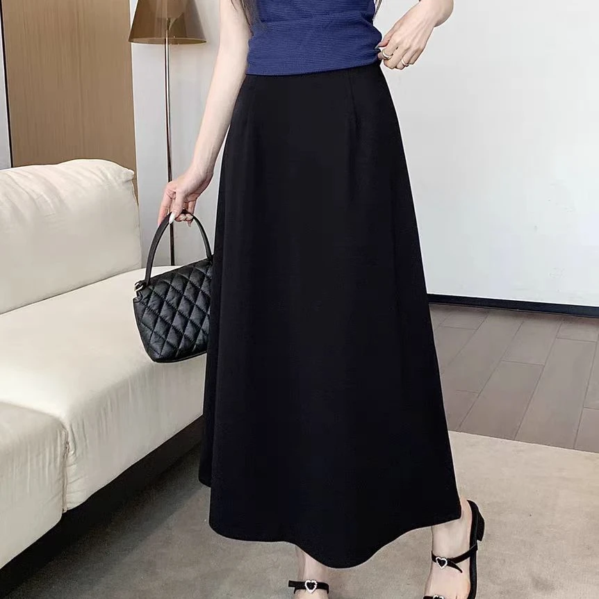 868垂感半身裙女2025夏季新款遮胯显瘦中长裙高腰减龄百搭大摆裙