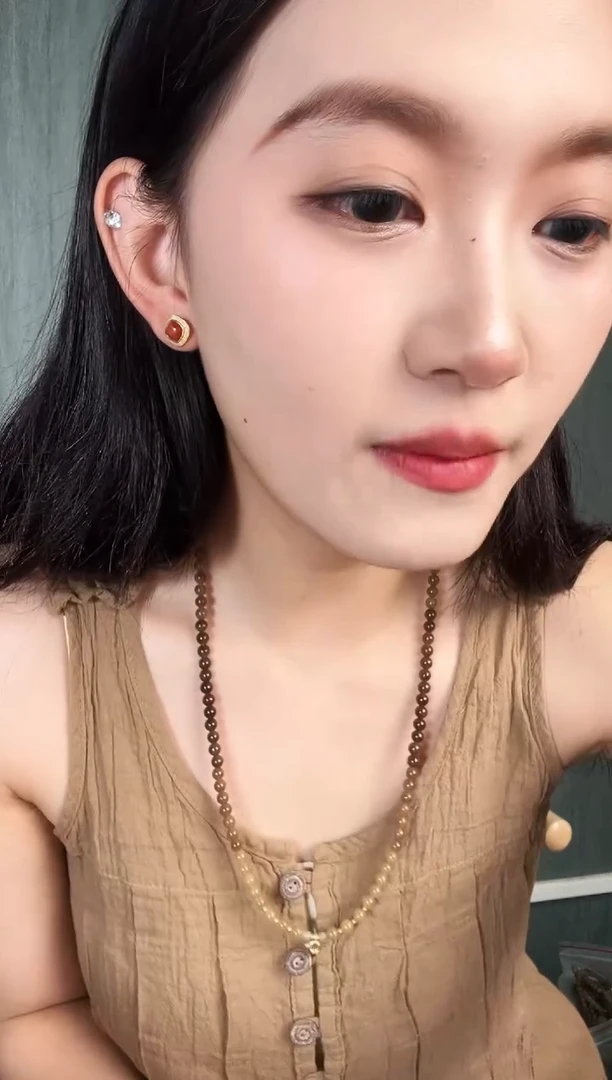 南红玛瑙未镶嵌耳饰南红方型耳钉