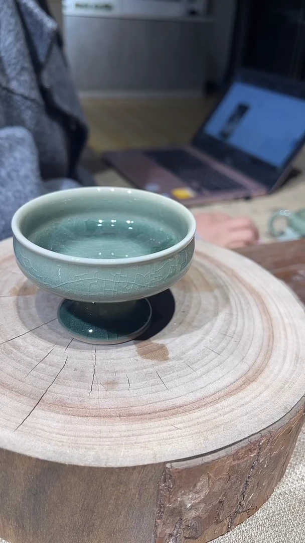 陶原生态原矿青绿高足