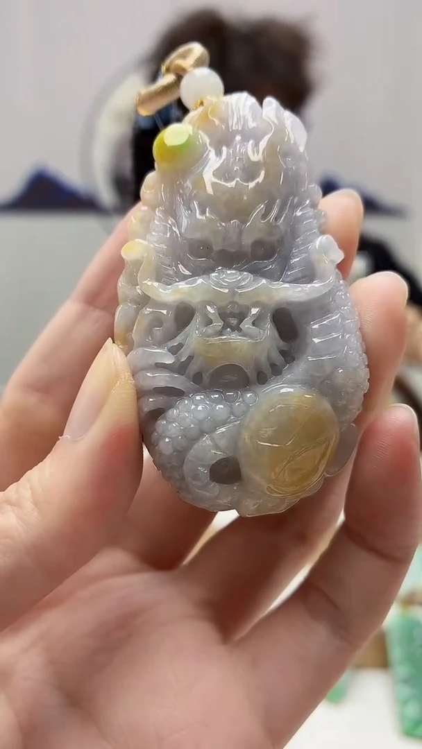 未镶嵌定制翡翠4688zm-毛货挂件龙牌36