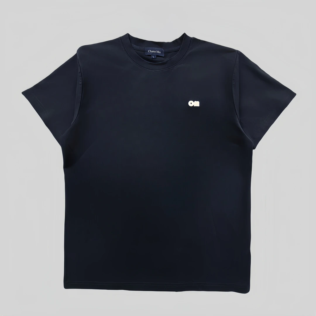 CMSRT-72休闲舒适圆领字母刺绣时尚宽松T恤简约男款夏季上衣蓝色