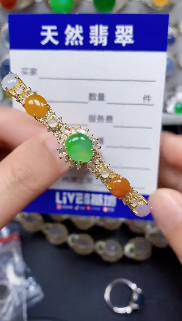 银S925镶嵌手镯翡翠204