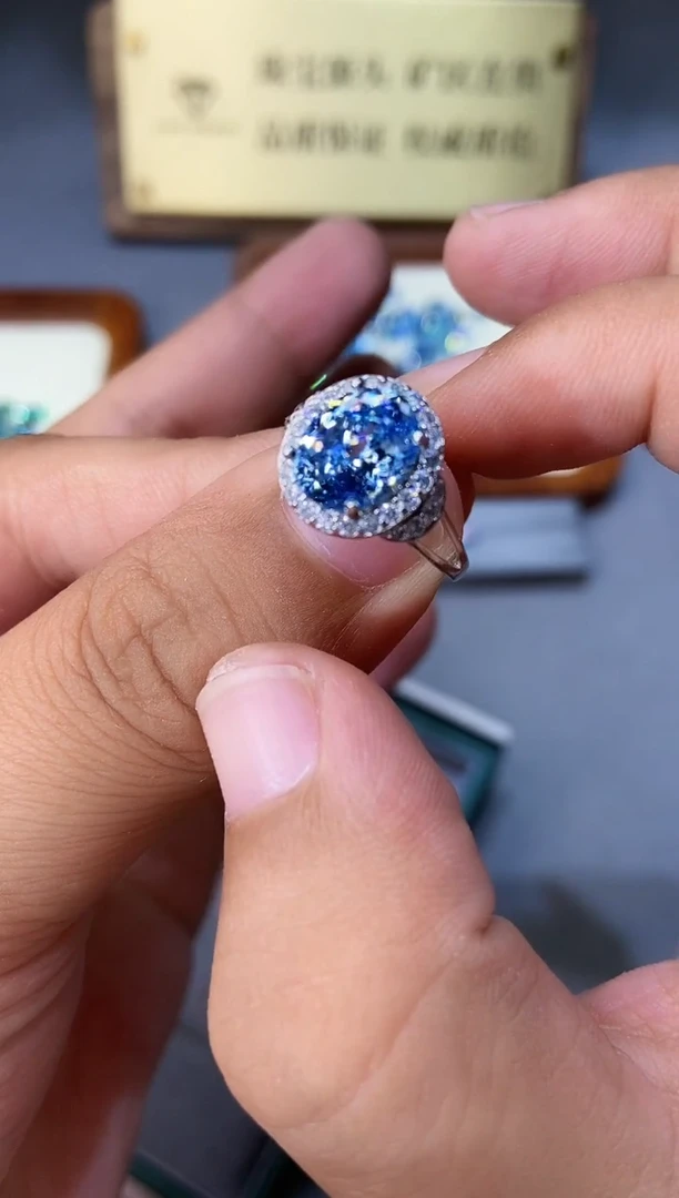 海蓝宝石戒圈银S925镶嵌.....