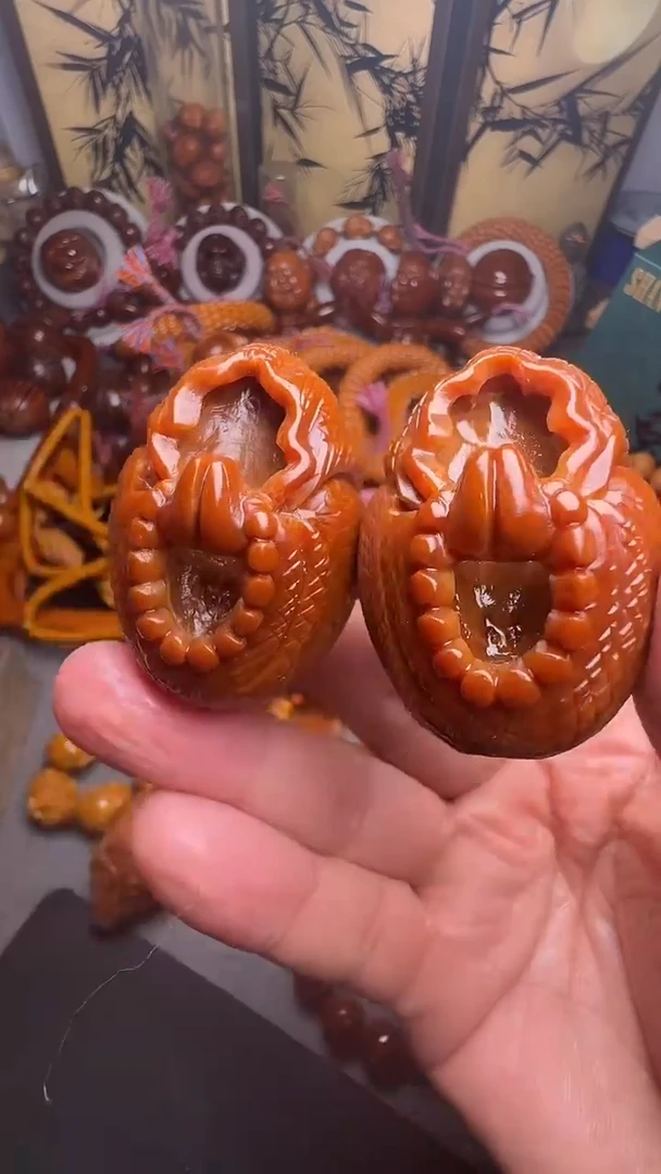 手串橄榄核无相佛一对