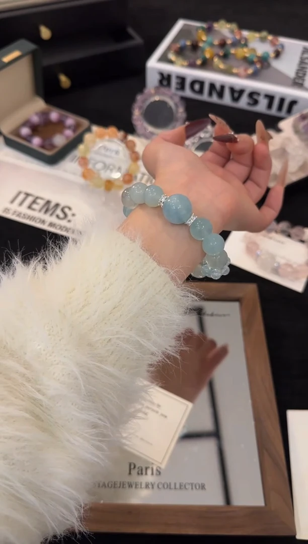 合金手链水晶海蓝宝x3693