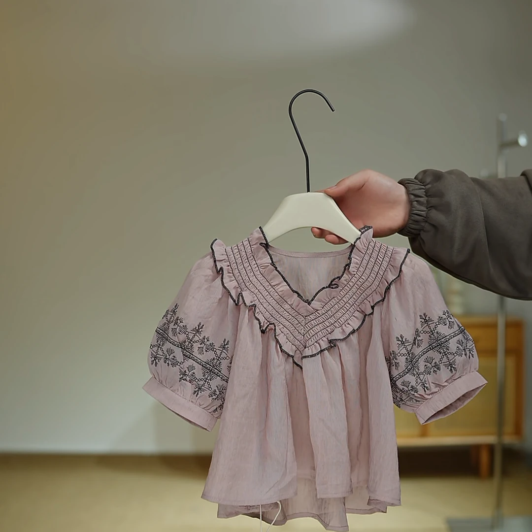 3365【IN】韩版刺绣短袖上衣