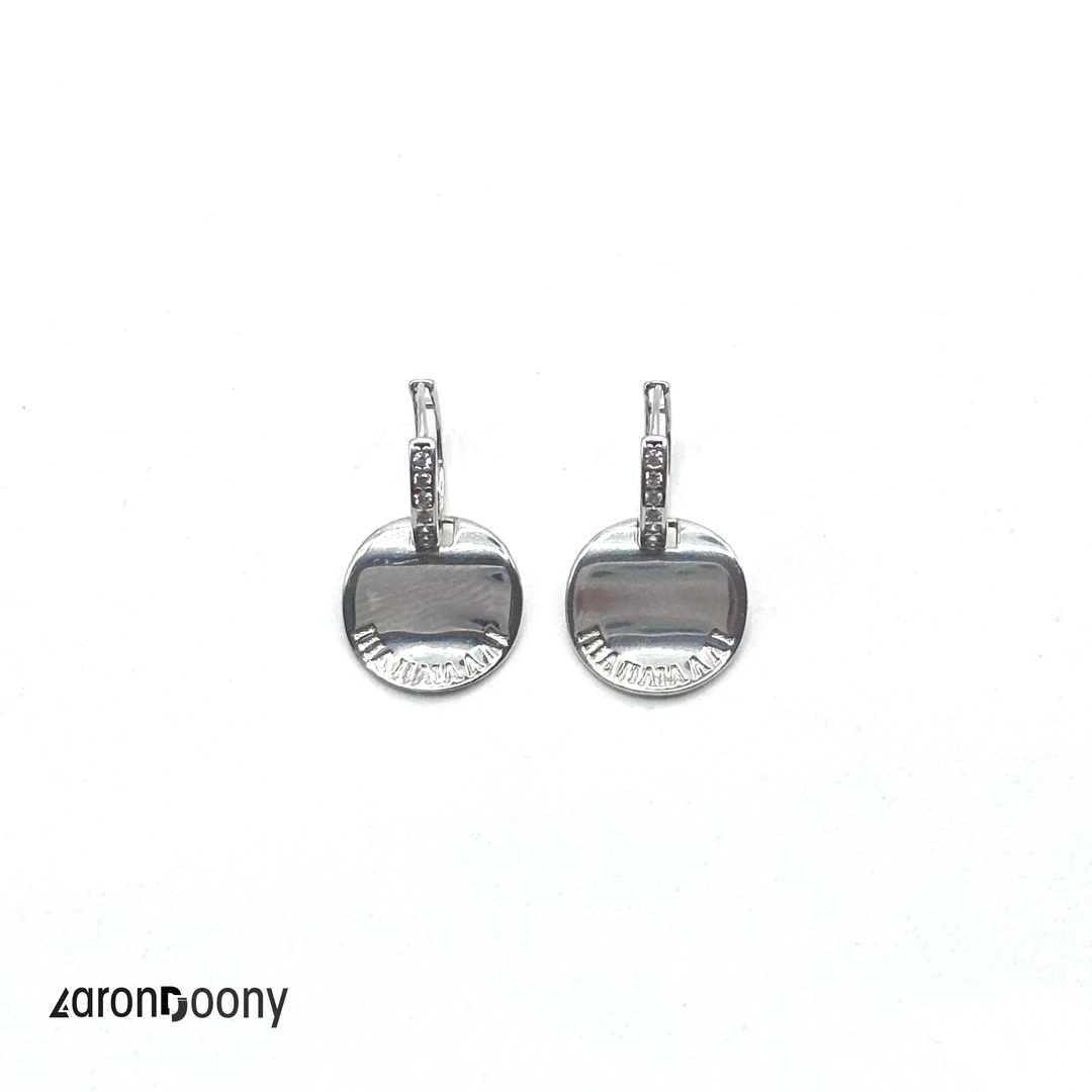 925银合成锆石耳饰 S925银女士气质圆圈耳环百搭经典简约镶嵌E080